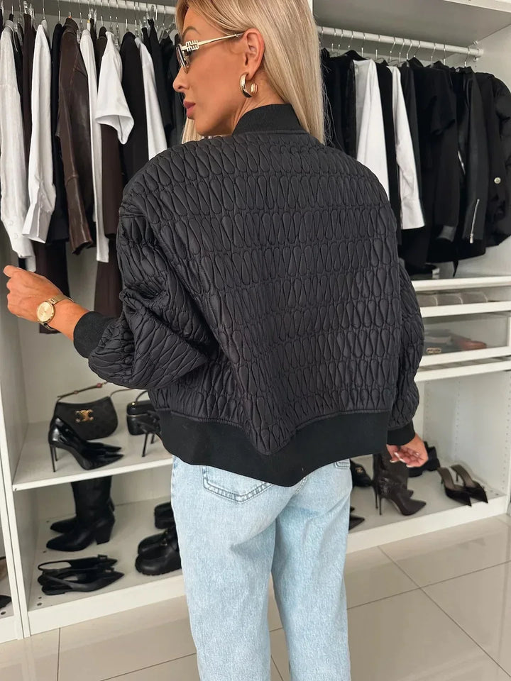 Clara | Women's Quilted Zip Up Bomber Jacket