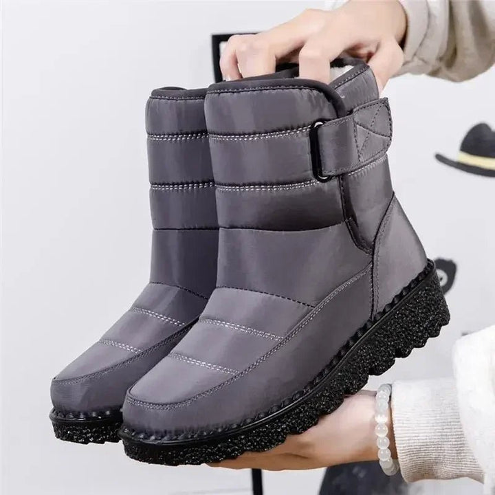Women's Waterproof Boots Winter Snow Quilted Ankle - Gray