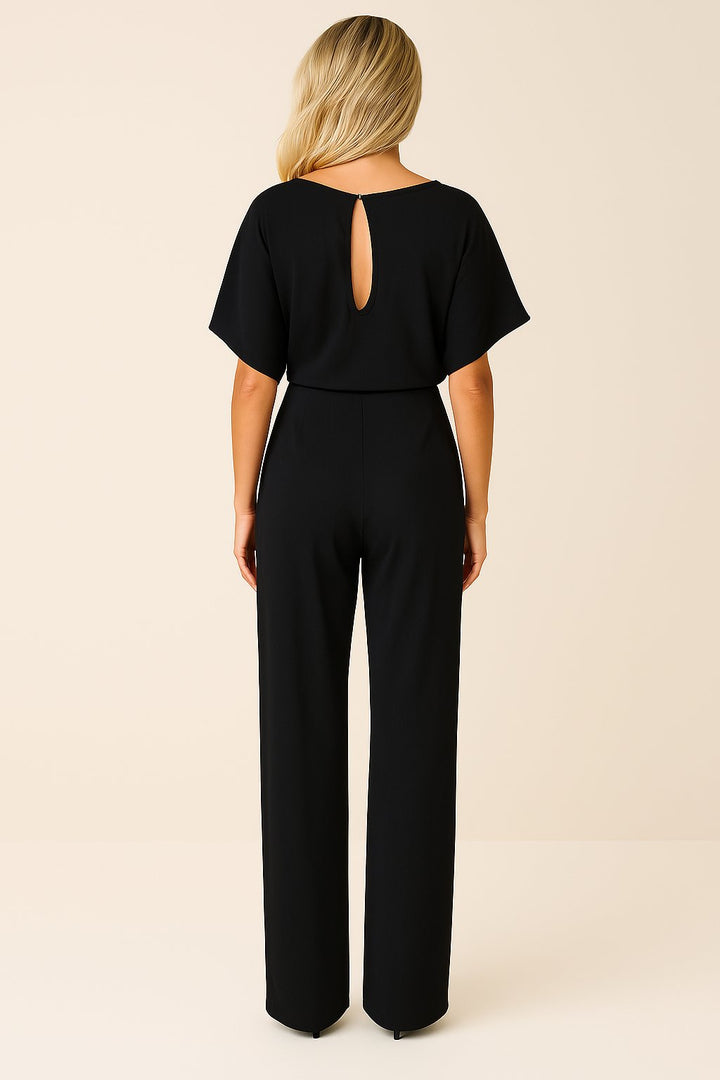 Women's Wide Leg Jumpsuit Short Sleeve Belted
